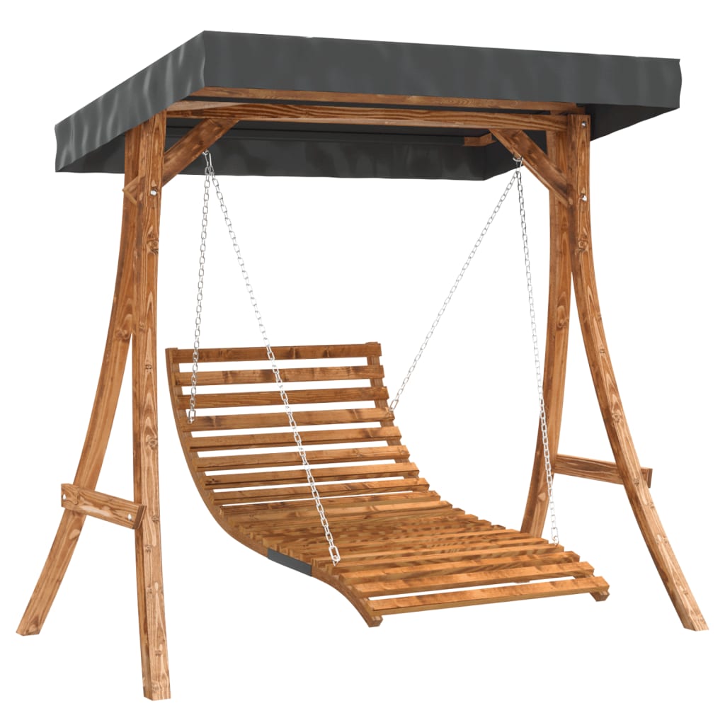 Letto a dondolo da giardino con tetto antracite in abete 115 x 147 cm