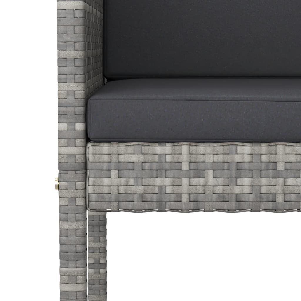 Set Bar da Giardino 5 pz con Cuscini in Polyrattan Grigio