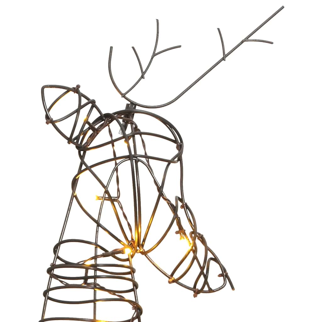 Famiglie Renne di Natale 2 pz 180 LED Bianco Caldo in Rattan