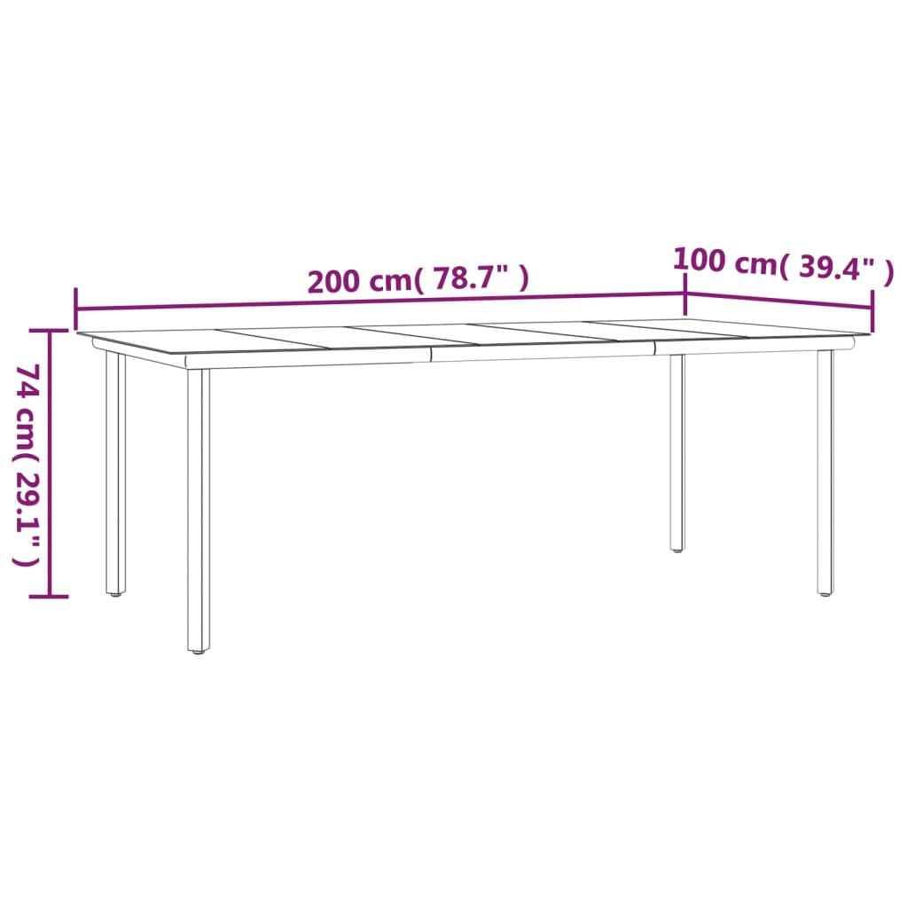 Set da Pranzo da Giardino 7 pz Nero in Acciaio e Textilene