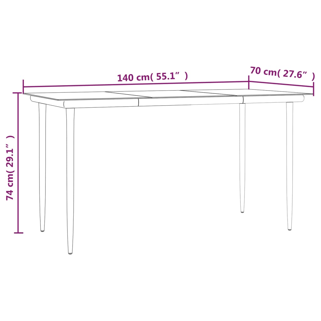 Set da Pranzo da Giardino 7 pz Nero in Acciaio e Textilene