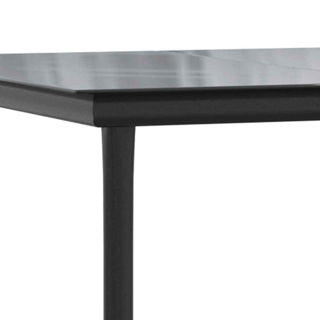 Set da Pranzo da Giardino 7 pz Nero in Acciaio e Textilene