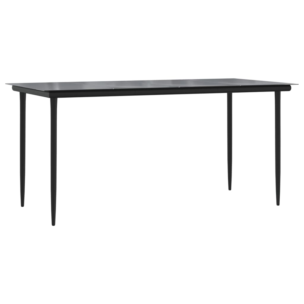 Set da Pranzo da Giardino 7 pz Nero in Acciaio e Textilene