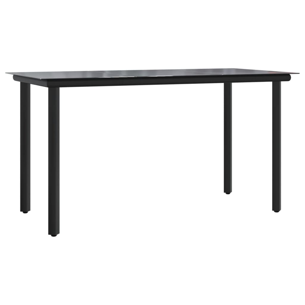 Set da Pranzo da Giardino 7 pz Nero in Acciaio e Textilene