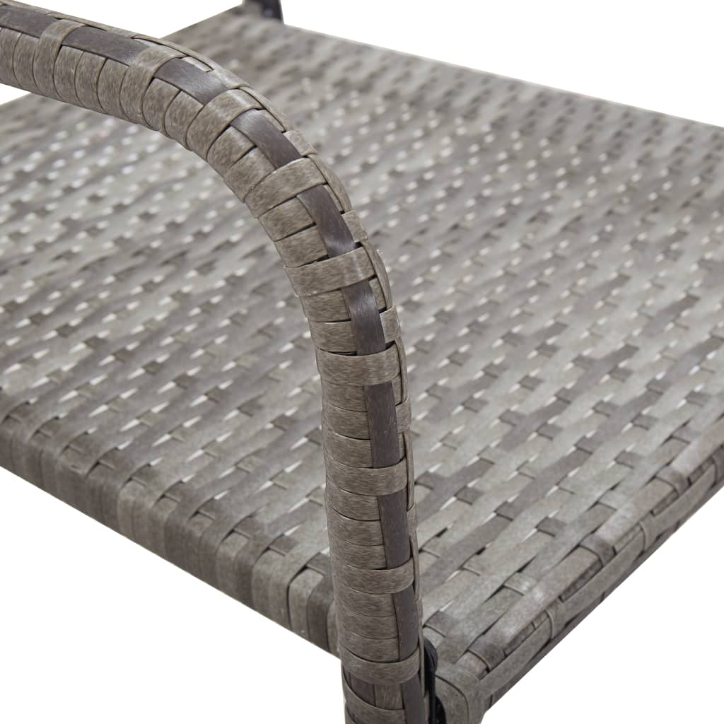 Set da Pranzo da Giardino 7 pz Nero Grigio Polyrattan e Acciaio