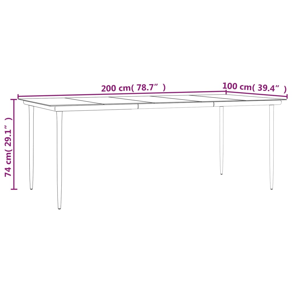 Set da Pranzo da Giardino 7 pz Nero Grigio Polyrattan e Acciaio