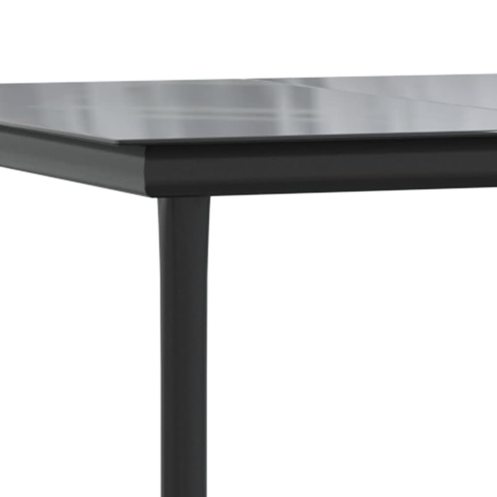 Set da Pranzo da Giardino 7 pz Nero Grigio Polyrattan e Acciaio