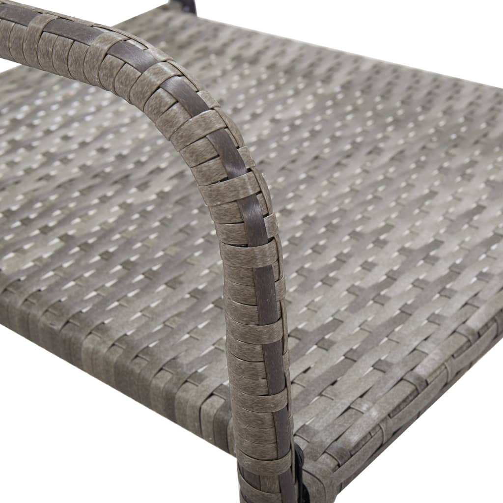 Set da Pranzo da Giardino 7 pz Nero Grigio Polyrattan e Acciaio