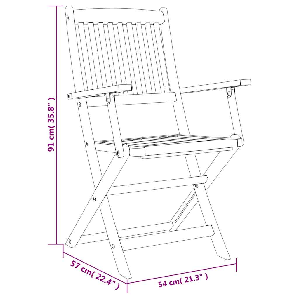 Set da Pranzo per Giardino 5 pz in Legno Massello di Acacia