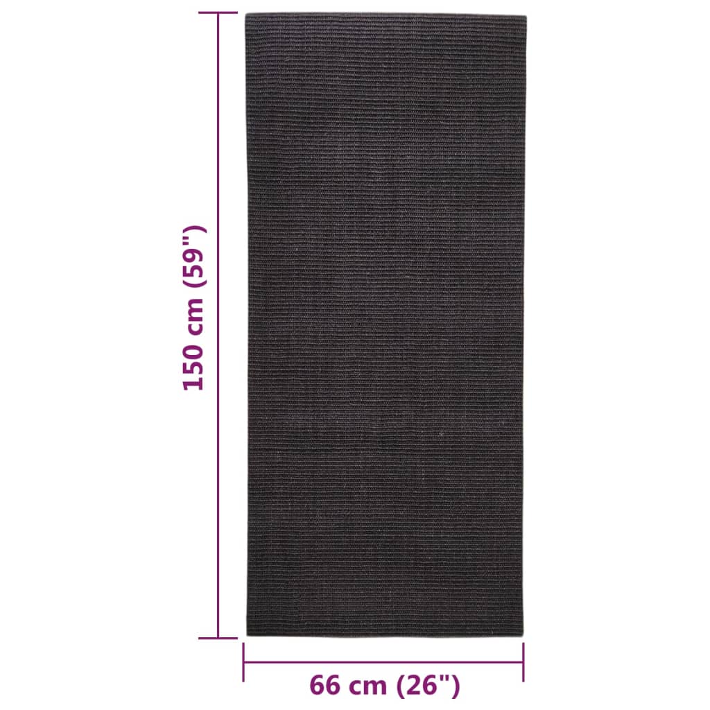 Tappeto in Sisal per Tiragraffi Nero 66x150 cm