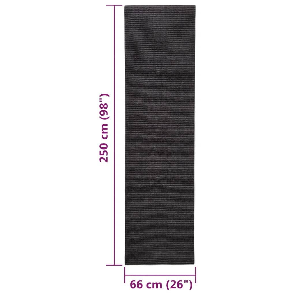 Tappeto in Sisal per Tiragraffi Nero 66x250 cm
