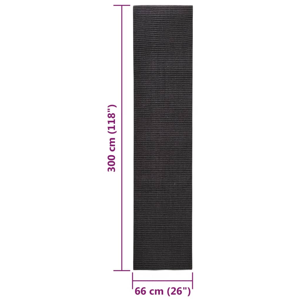 Tappeto in Sisal per Tiragraffi Nero 66x300 cm