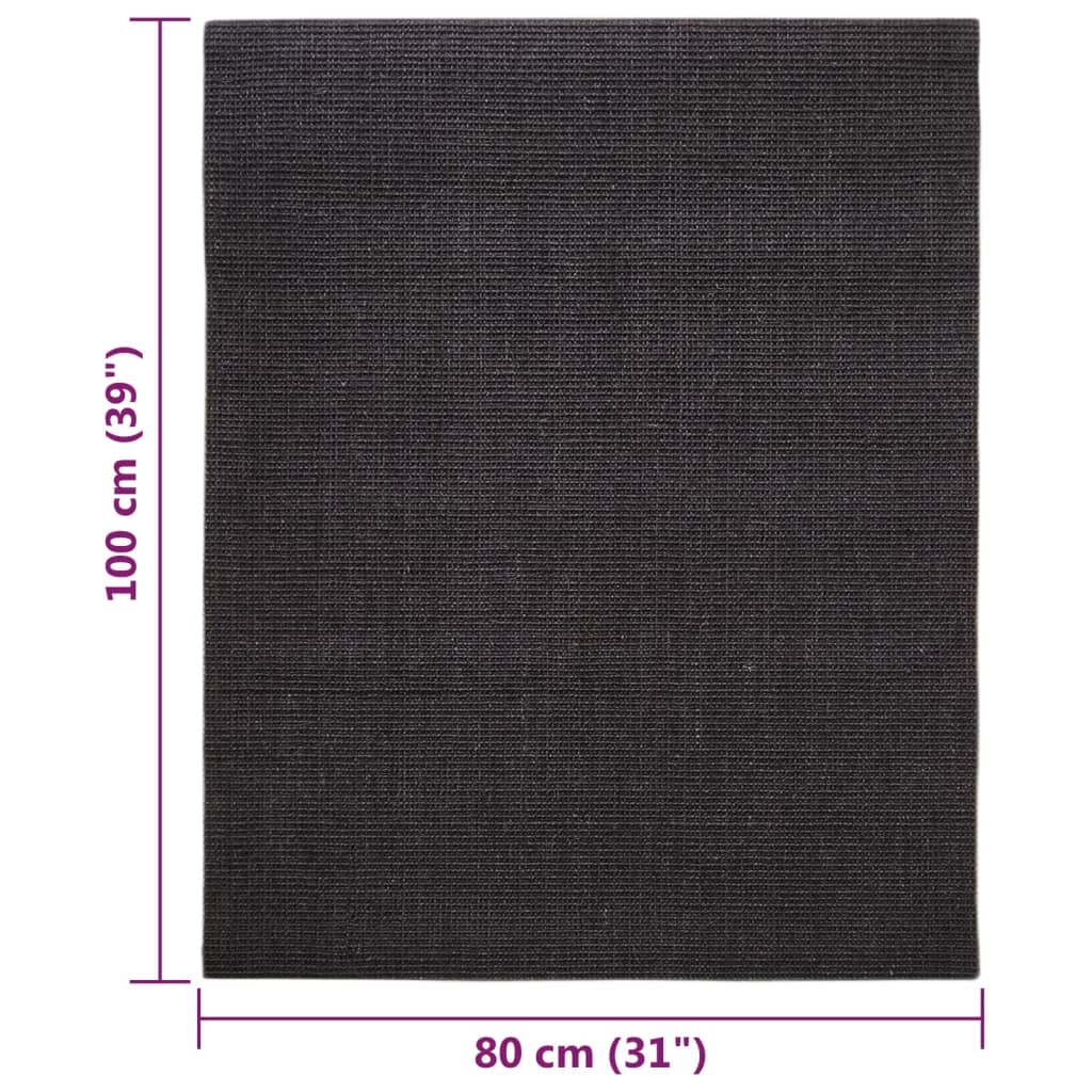 Tappeto in Sisal per Tiragraffi Nero 80x100 cm