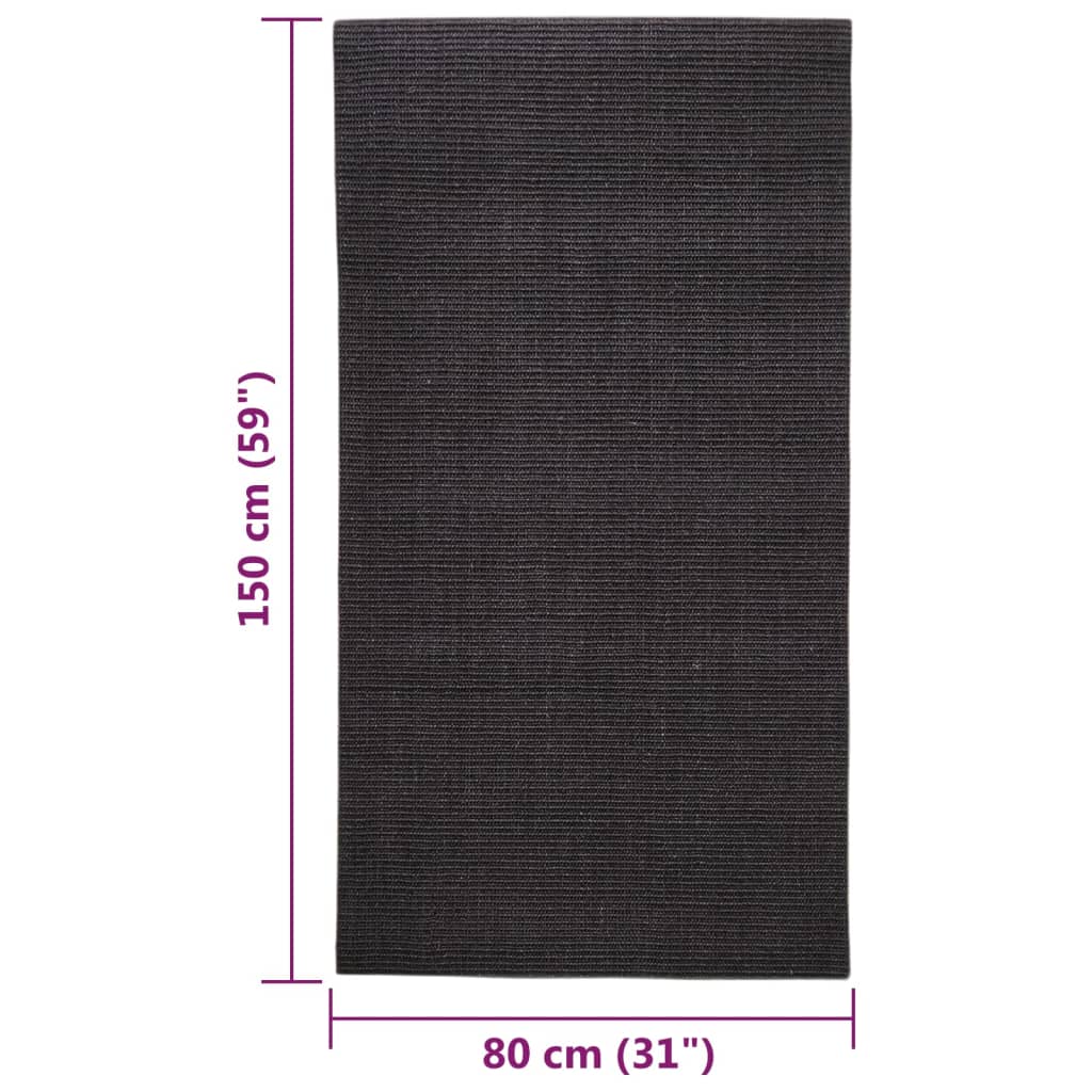 Tappeto in Sisal per Tiragraffi Nero 80x150 cm