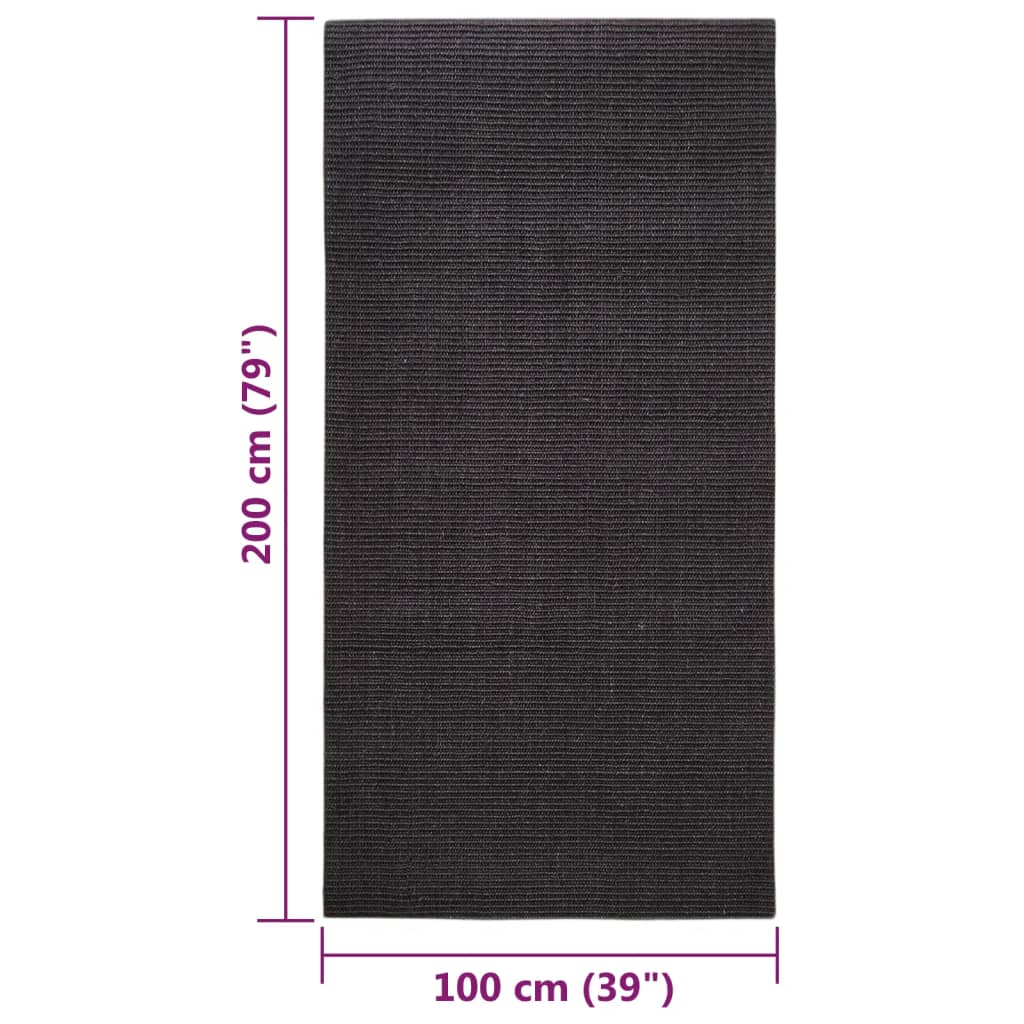 Tappeto in Sisal per Tiragraffi Nero 100x200 cm
