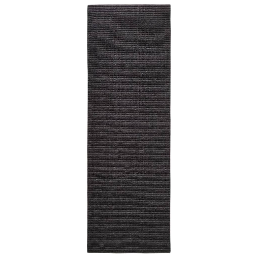 Tappeto in Sisal per Tiragraffi Nero 100x300 cm