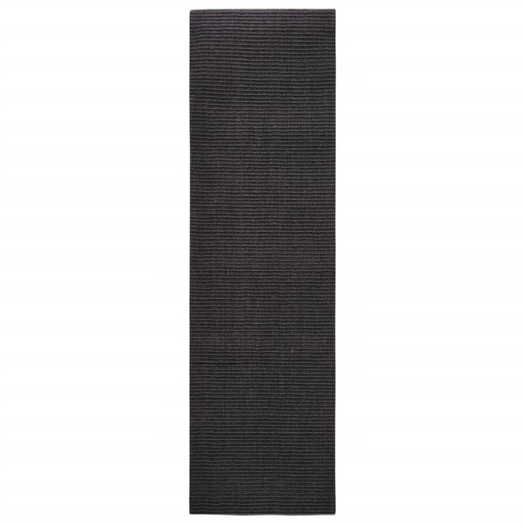 Tappeto in Sisal per Tiragraffi Nero 100x350 cm