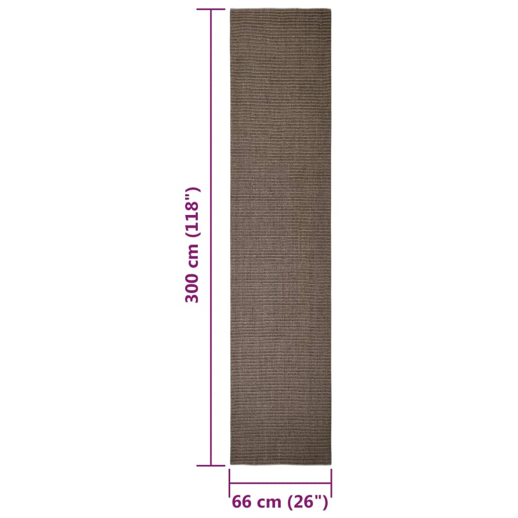 Tappeto in Sisal per Tiragraffi Marrone 66x300 cm