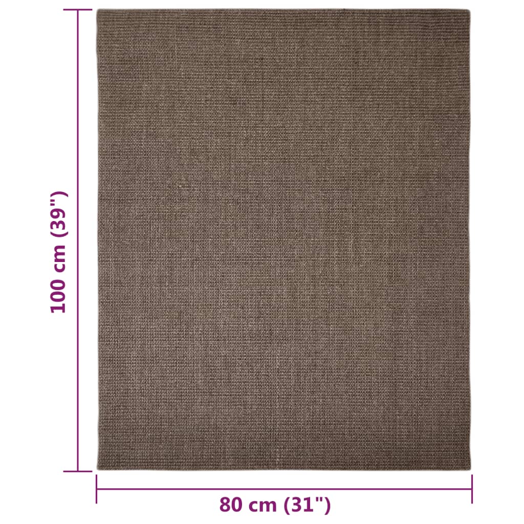 Tappeto in Sisal per Tiragraffi Marrone 80x100 cm