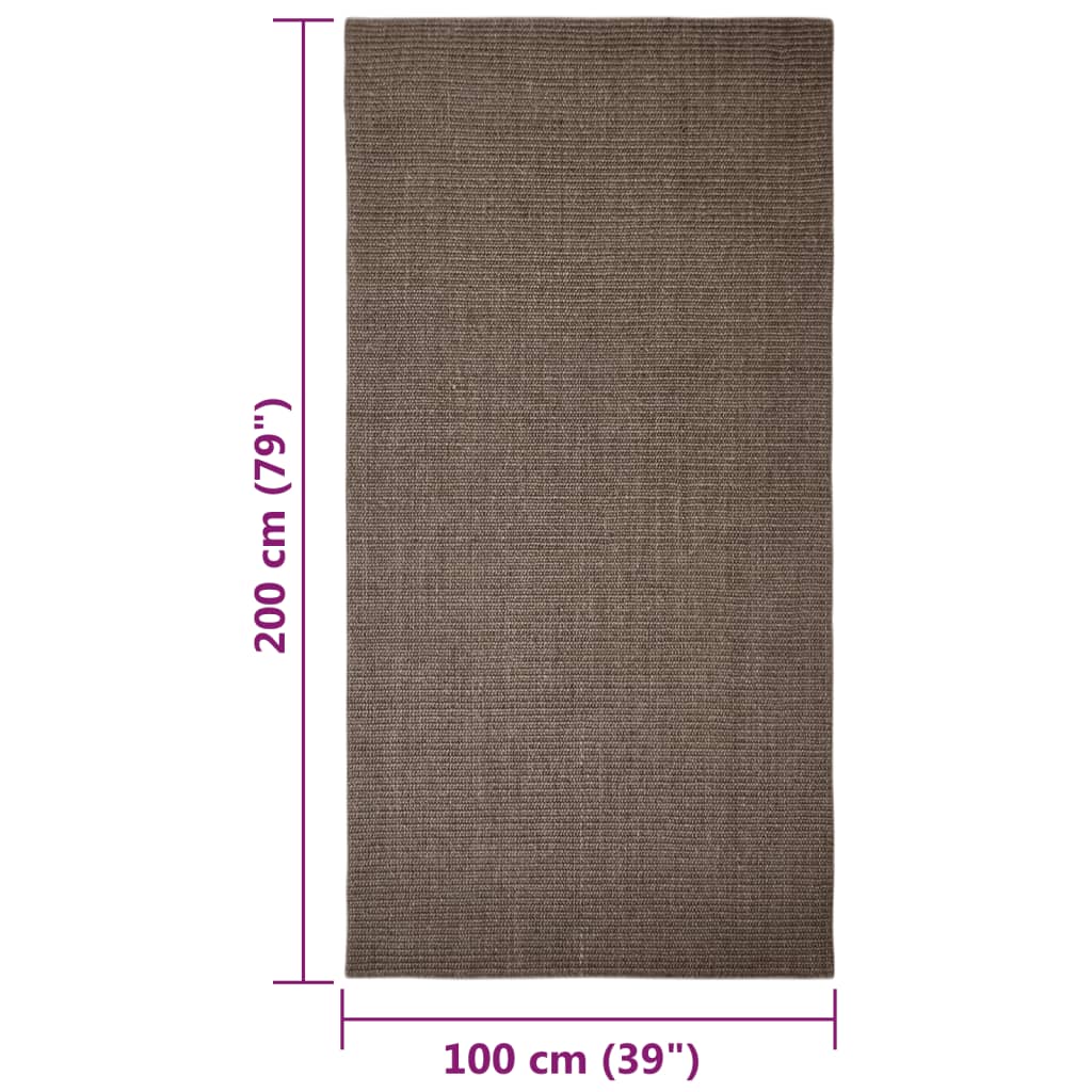 Tappeto in Sisal per Tiragraffi Marrone 100x200 cm