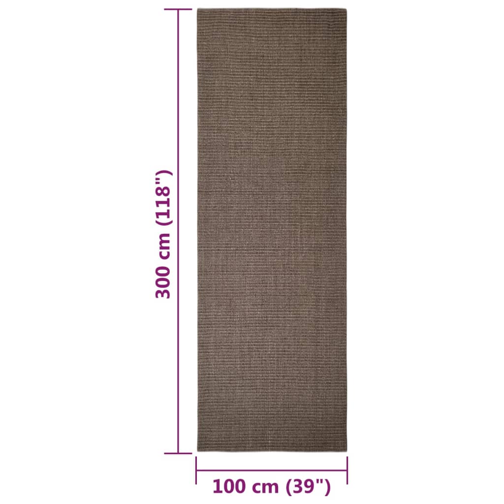 Tappeto in Sisal per Tiragraffi Marrone 100x300 cm