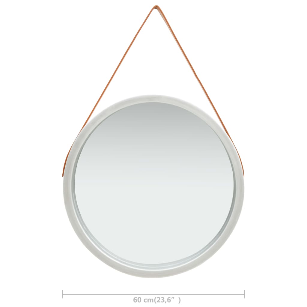 Specchio da Parete con Cinghia 60 cm Argento