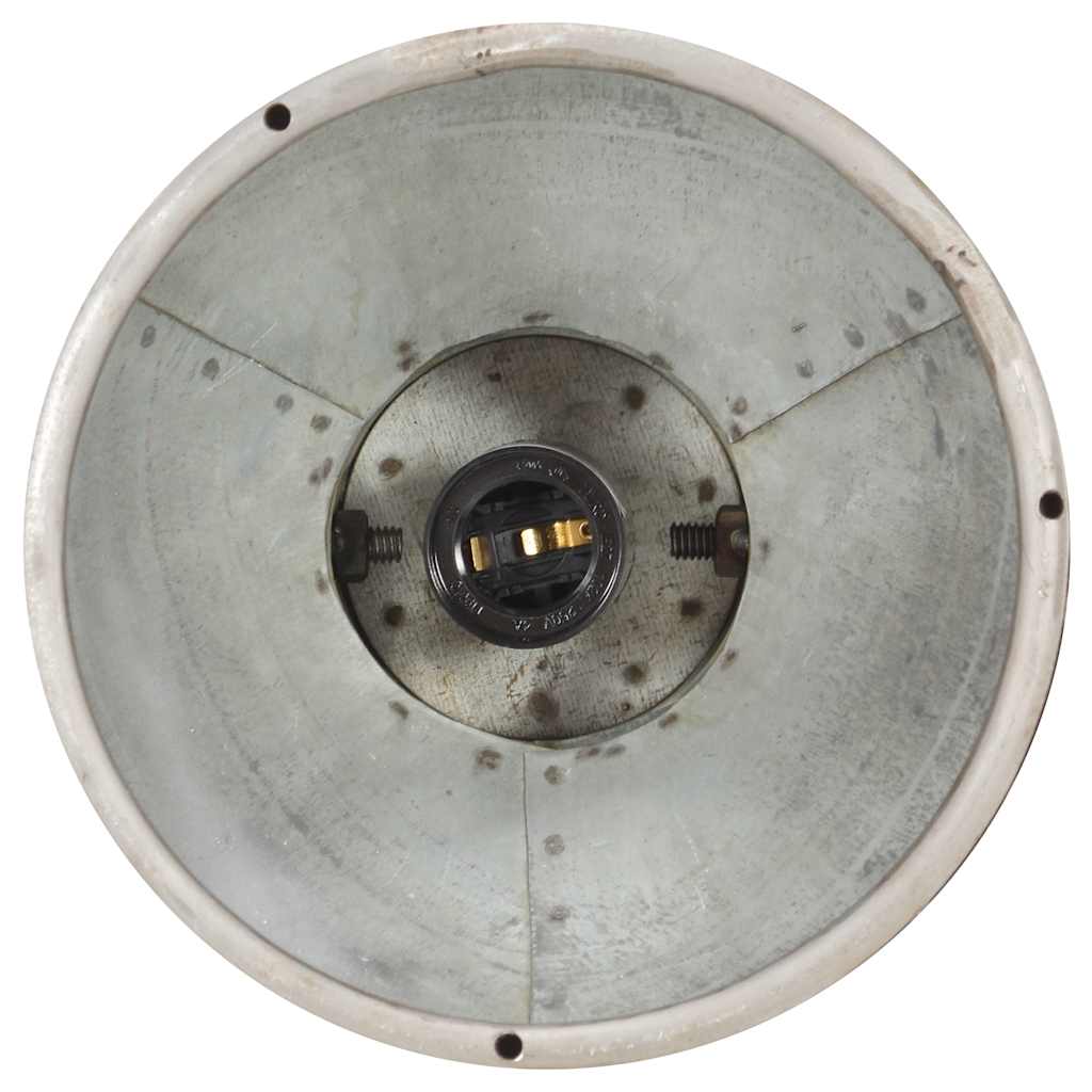 Lampada a Sospensione Industriale Argento E27 Legno di Mango