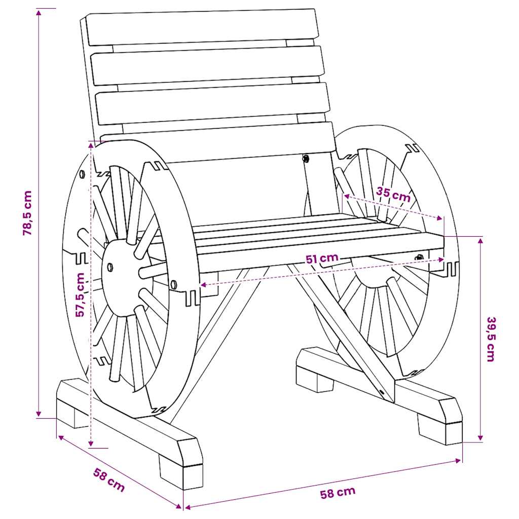 Sedie da Giardino 4 pz in Legno Massello di Abete