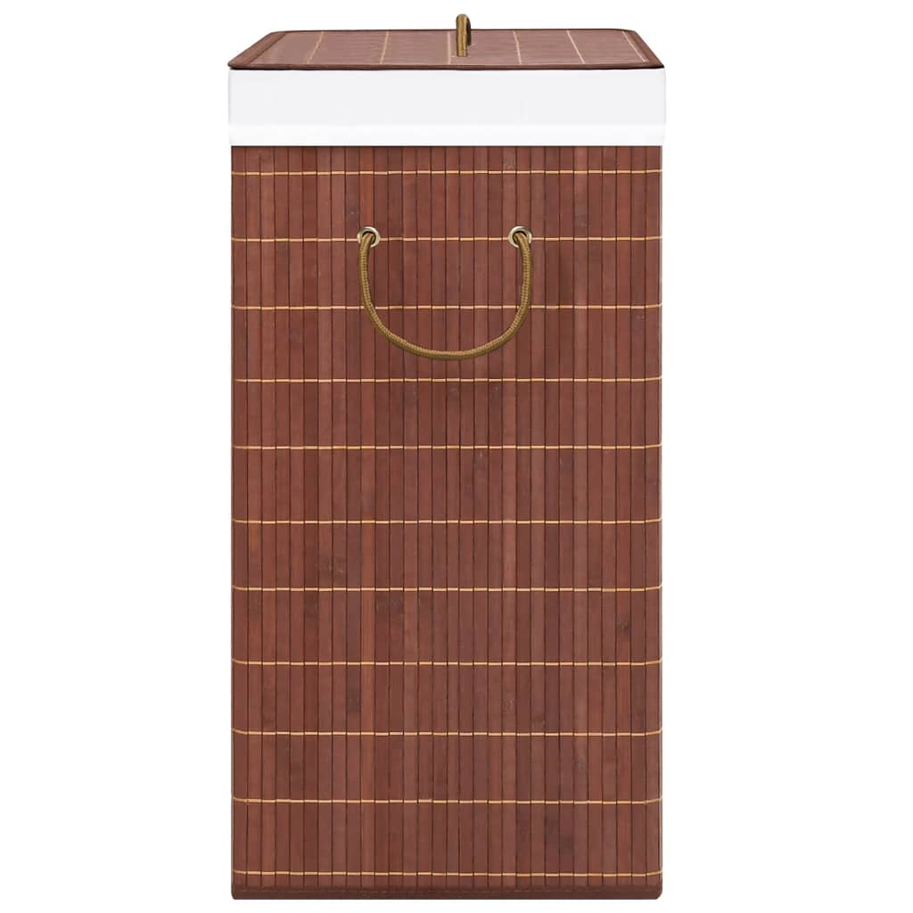 Cesto Portabiancheria in Bambù a 2 Sezioni Marrone 72 L