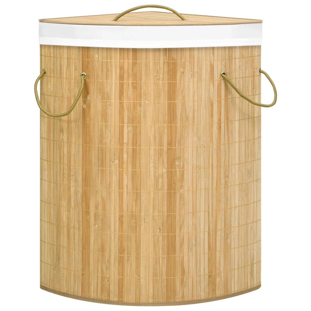 Cesto Portabiancheria Angolare in Bambù 60 L