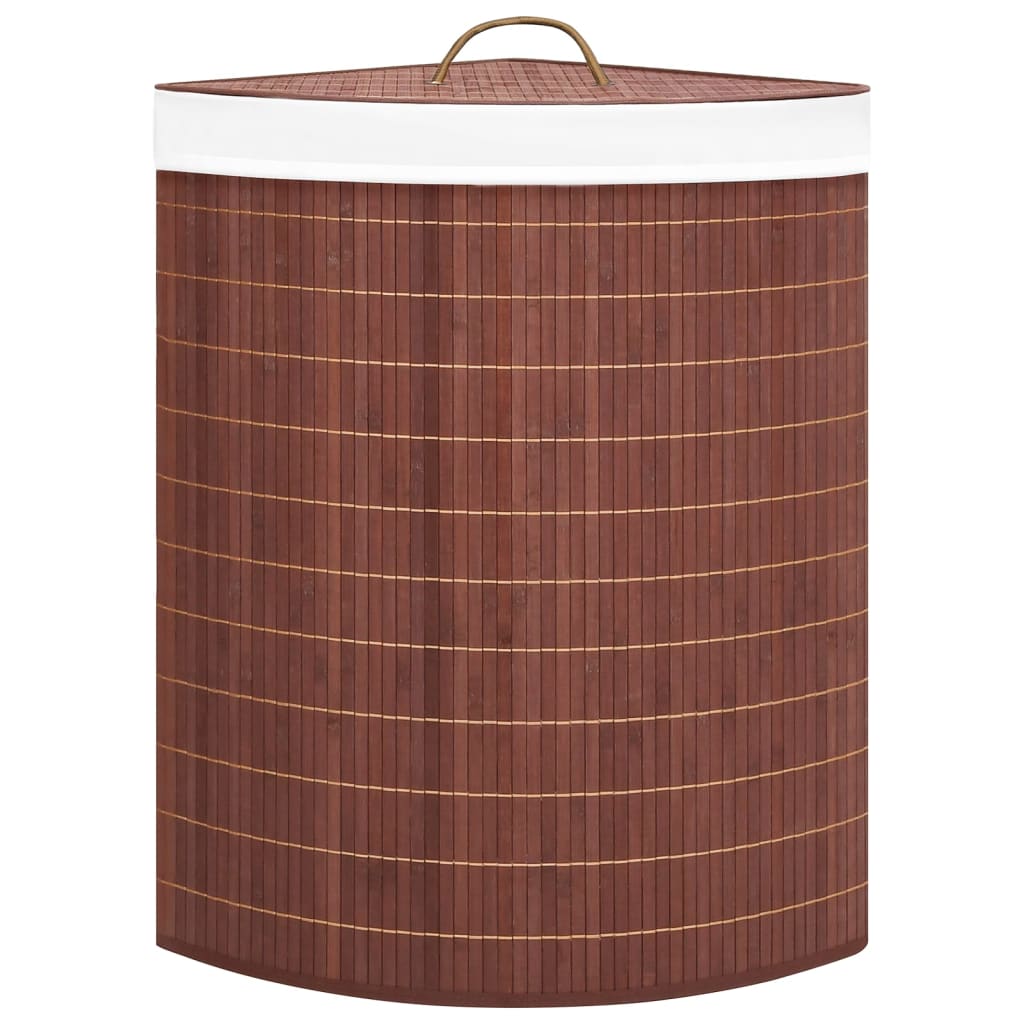 Cesto Portabiancheria Angolare in Bambù Marrone 60 L