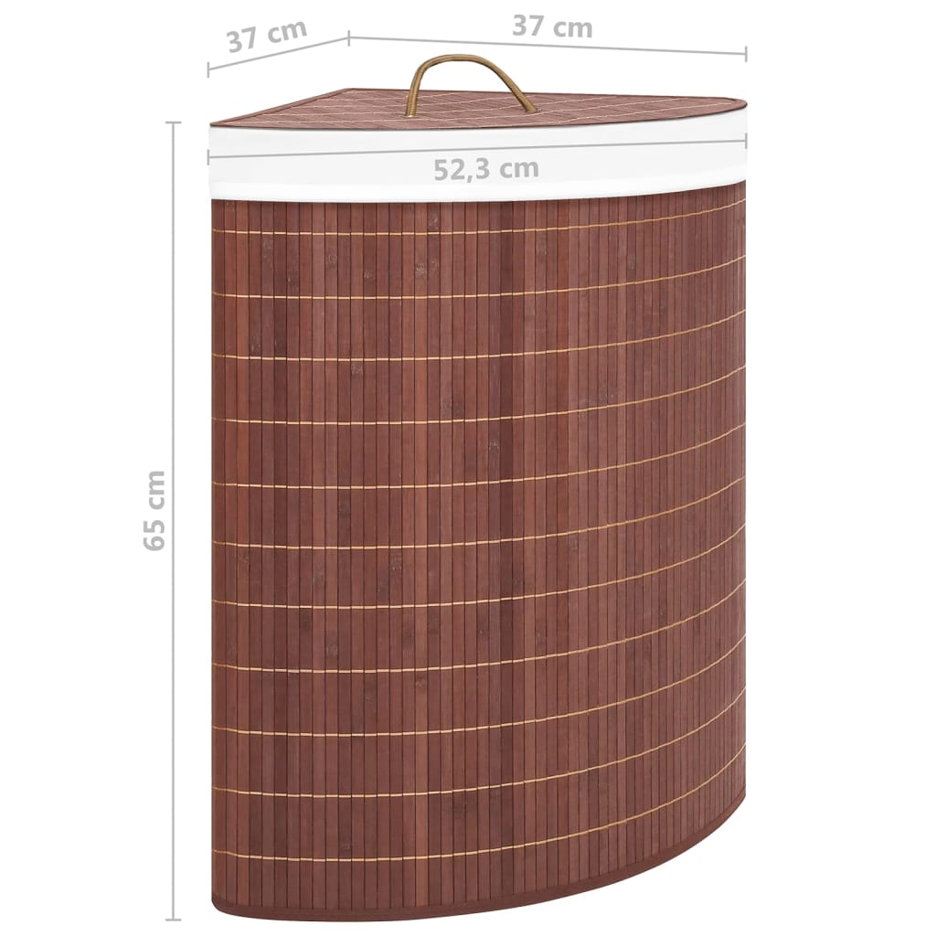 Cesto Portabiancheria Angolare in Bambù Marrone 60 L