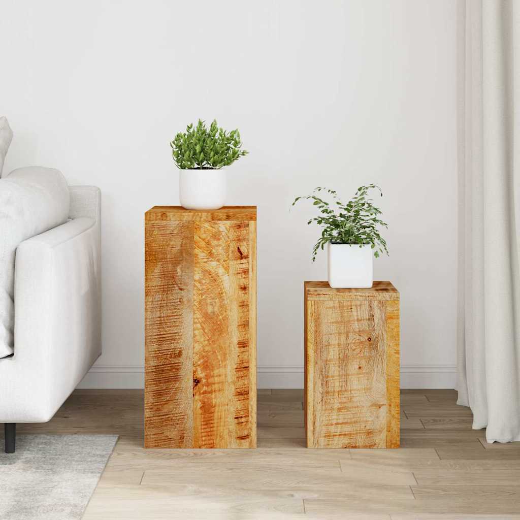 Supporti per Piante 2 pz in Legno Massello di Mango