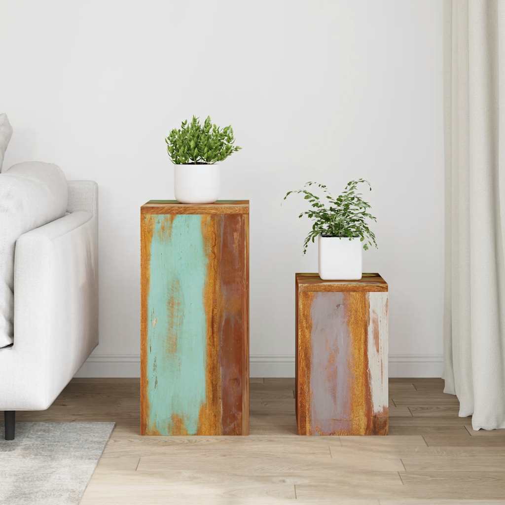 Supporti per Piante 2 pz in Legno Massello di Recupero