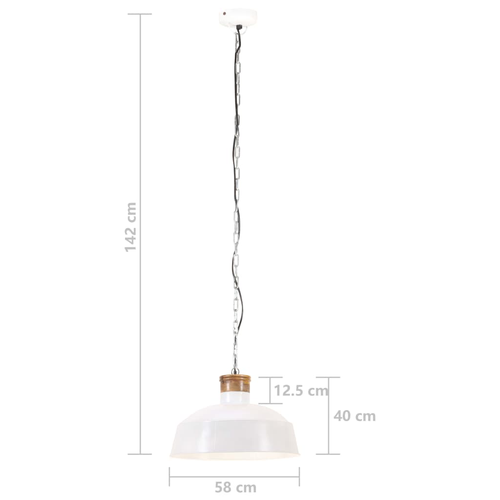 Lampada a Sospensione Industriale 58 cm Bianca E27