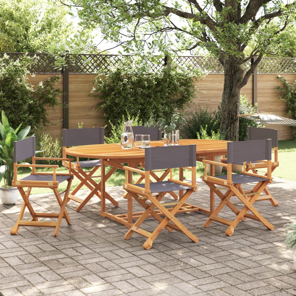 Set di 6 sedie pieghevoli in tessuto grigio scuro