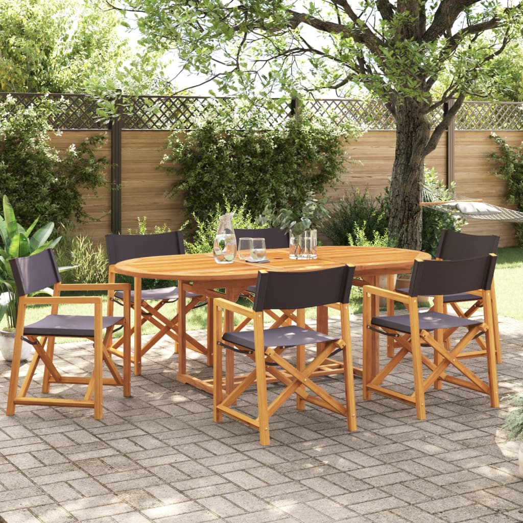 Set di 6 sedie pieghevoli in tessuto grigio scuro