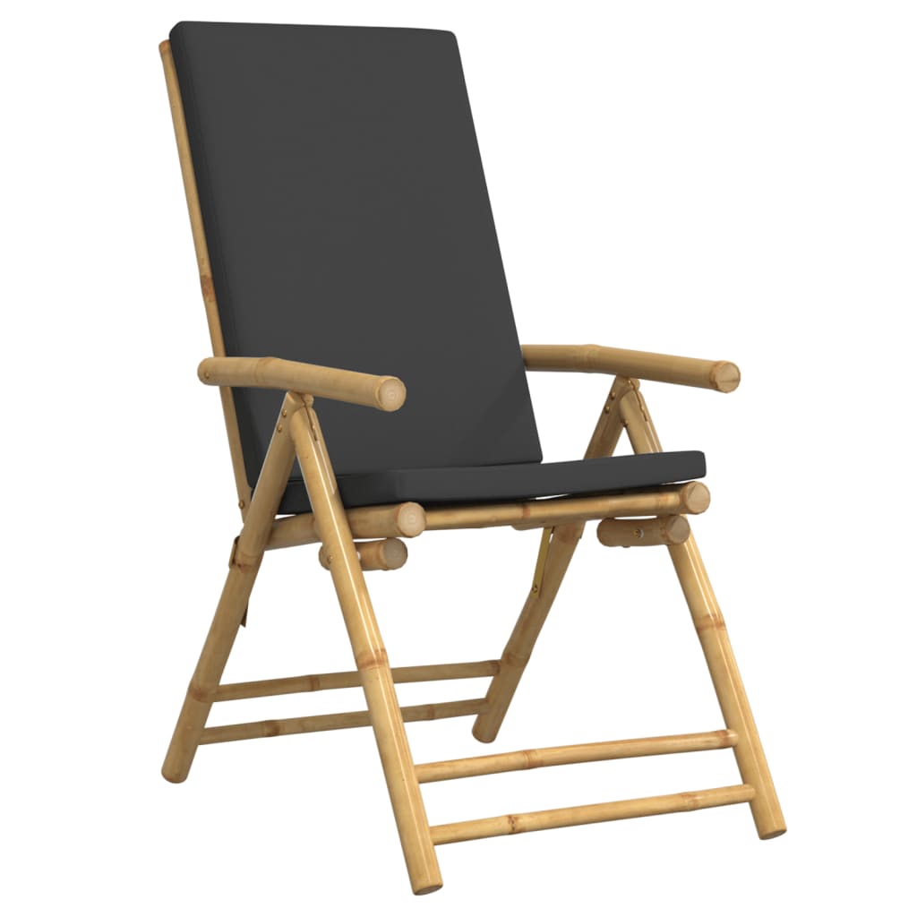 Sedie da Giardino Reclinabili 6 pz Cuscini Grigio Scuro Bambù