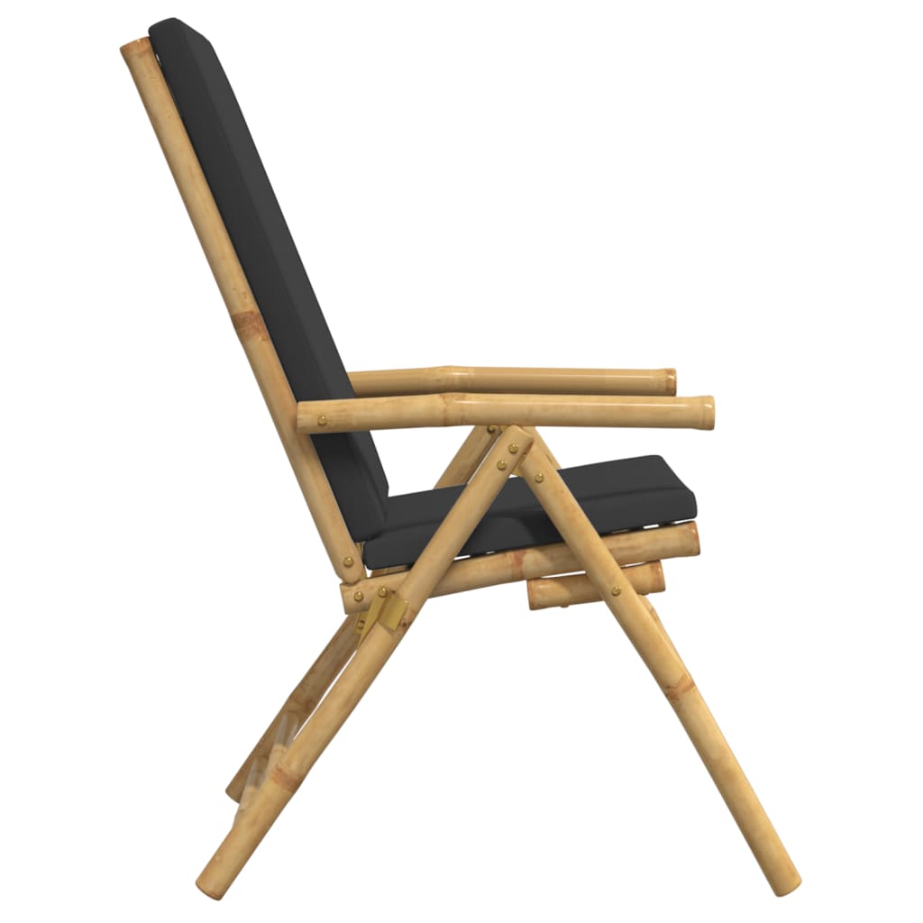 Sedie da Giardino Reclinabili 6 pz Cuscini Grigio Scuro Bambù
