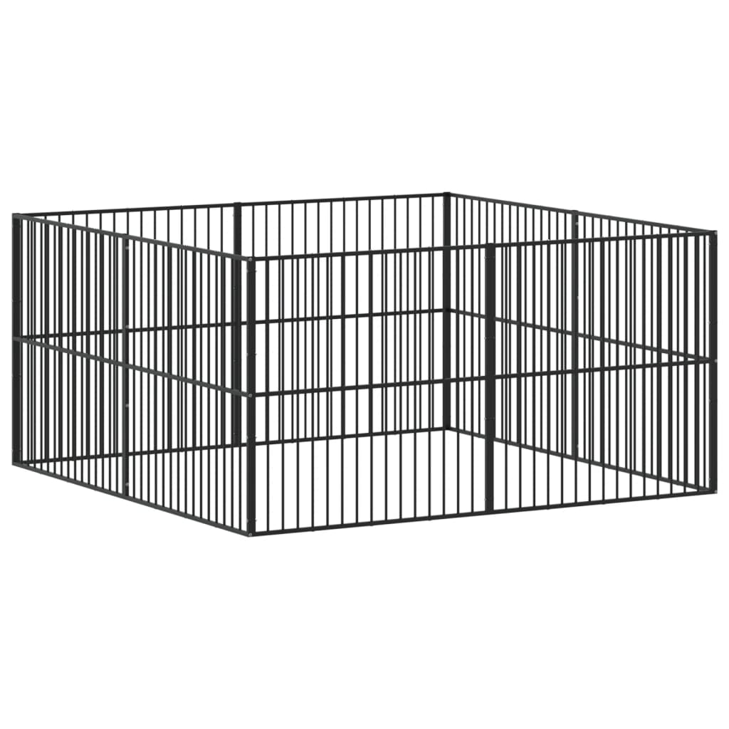 Box per Cani 8 Pannelli Nero Acciaio Zincato