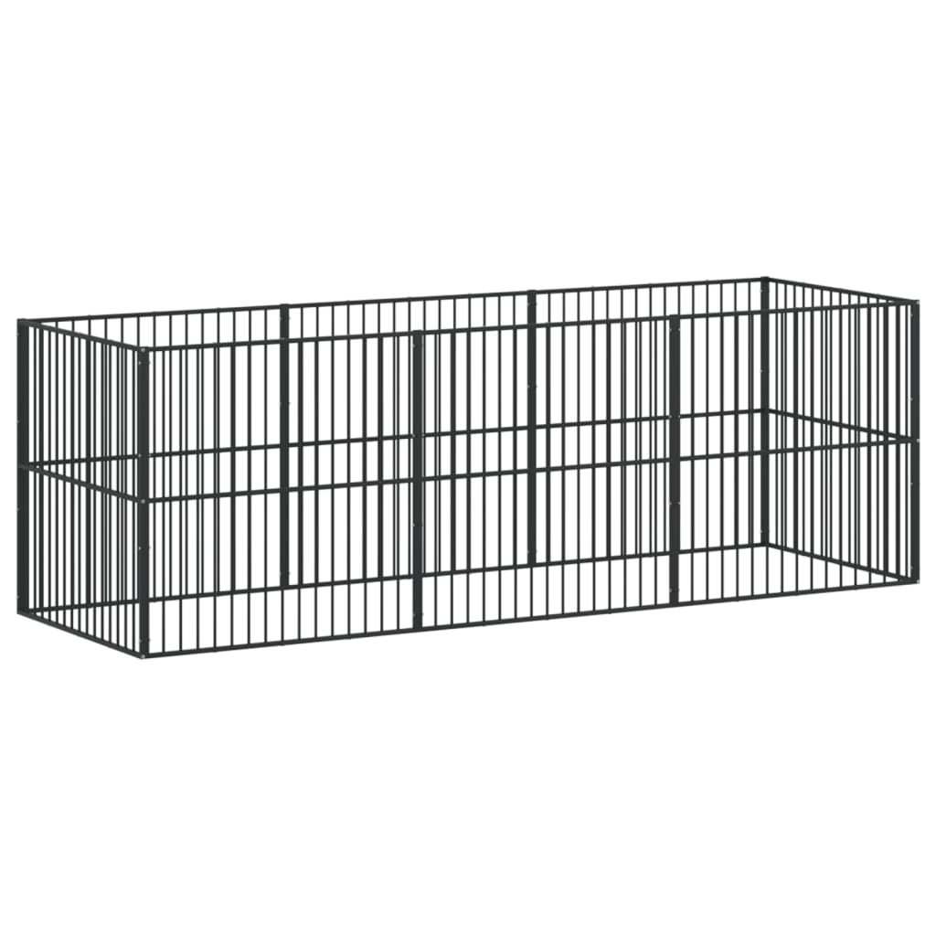 Box per Cani 8 Pannelli Nero Acciaio Zincato