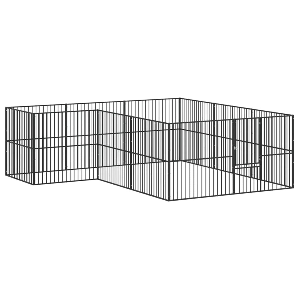Box per Cani 12 Pannelli Nero Acciaio Zincato