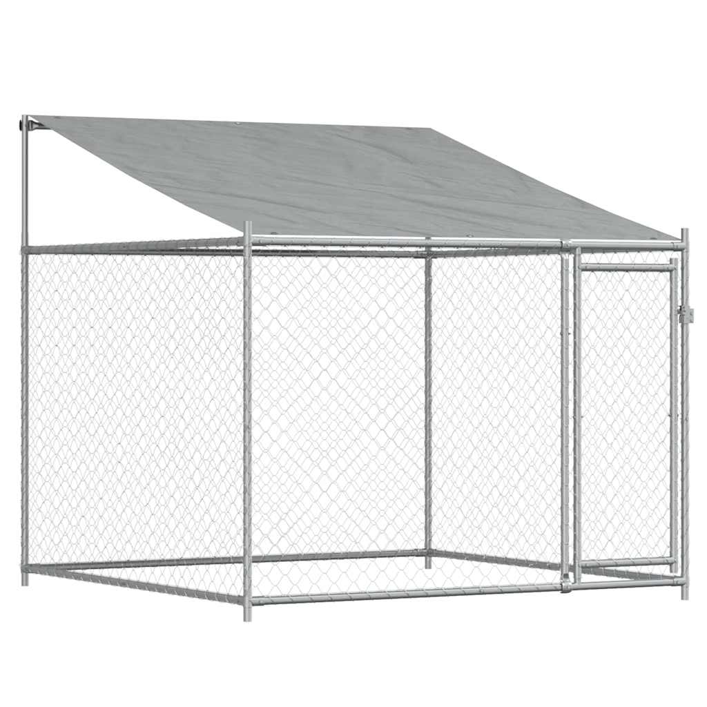 Gabbia Cani con Tetto e Porte Grigia 10x2x2 m Acciaio Zincato