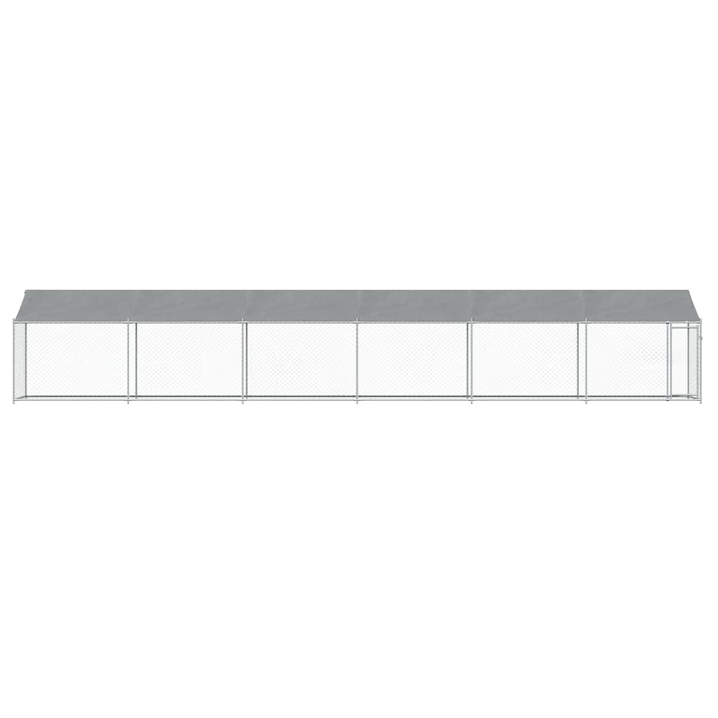 Gabbia Cani con Tetto e Porta Grigia 12x2x2 m Acciaio Zincato