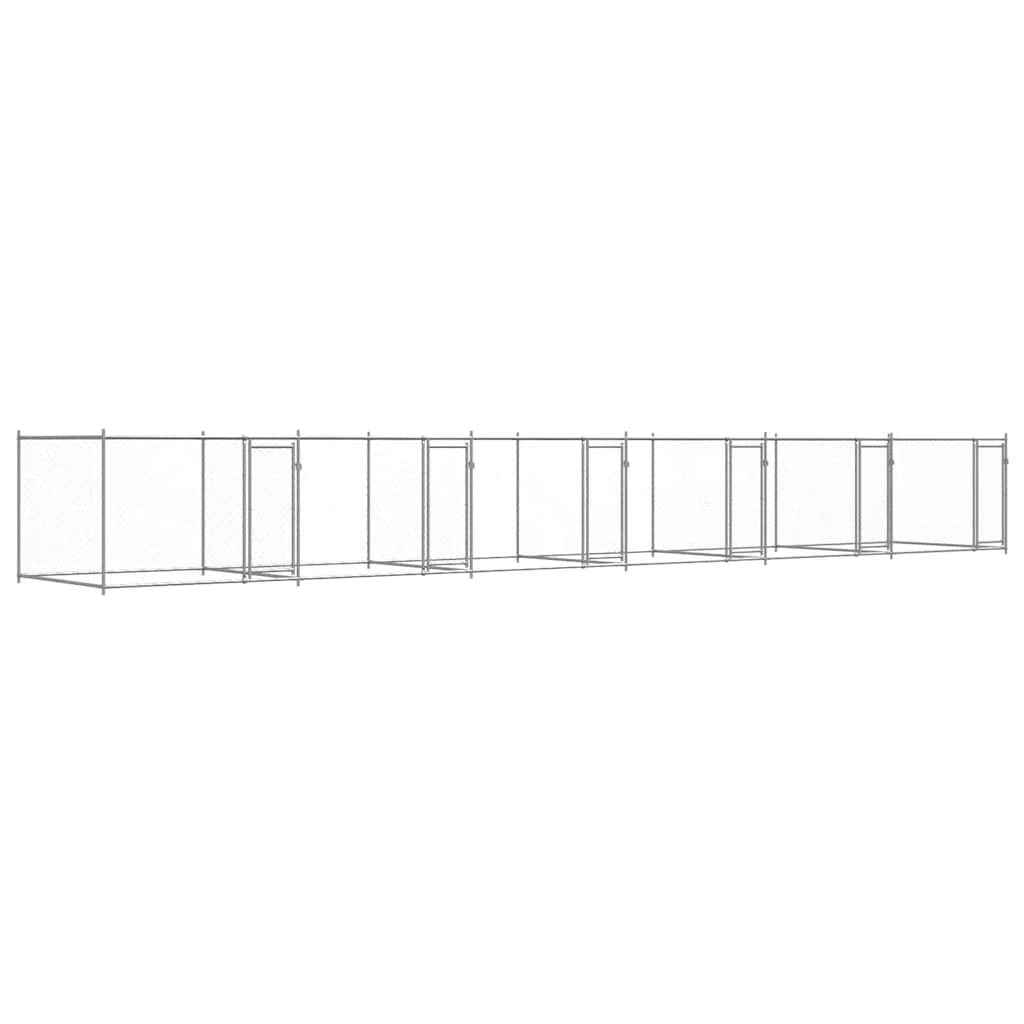 Gabbia per Cani con Porte Grigia 12x2x1,5 m in Acciaio Zincato