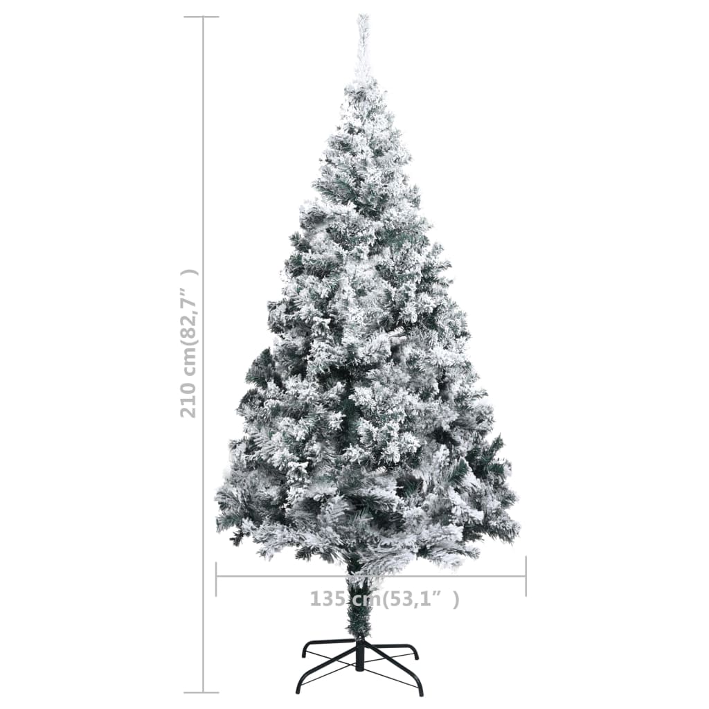 Albero di Natale Artificiale con Neve Fioccata Verde 210 cm PVC
