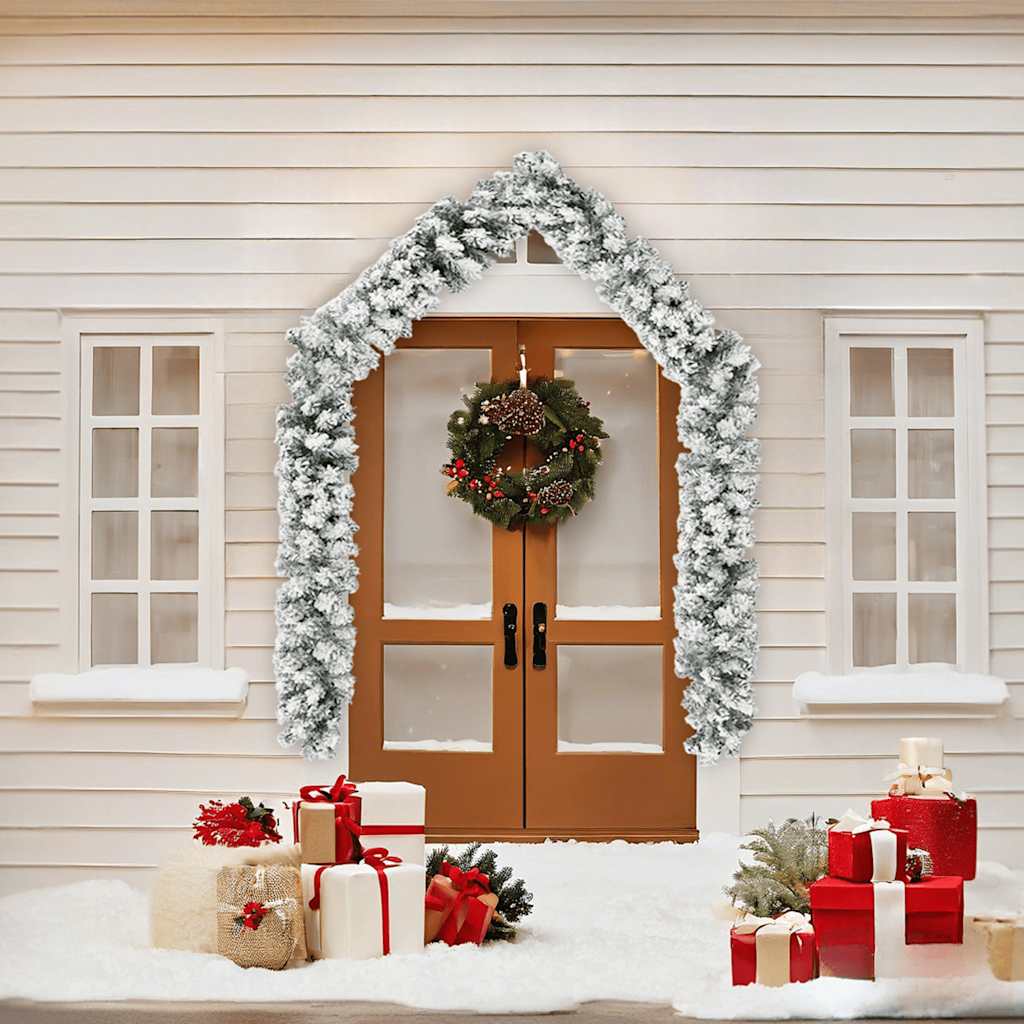 Ghirlanda Natalizia con Neve Verde 5 m in PVC
