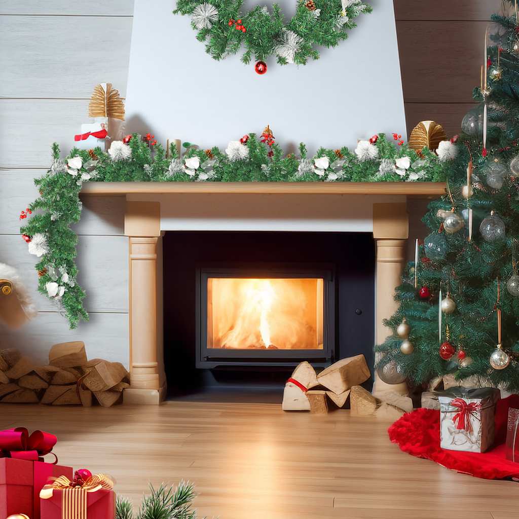 Ghirlanda Natalizia con Luci a LED 2,7 m in PVC Verde