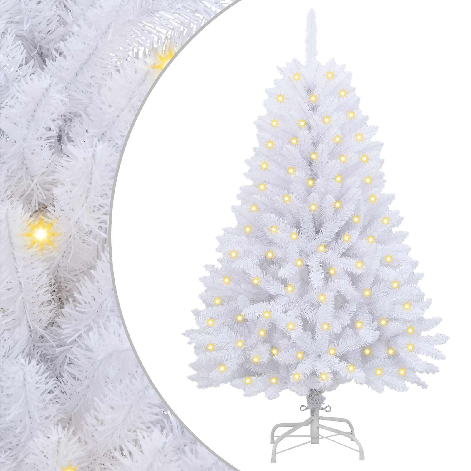 Albero di Natale artificiale 150 LED PVC e Acciaio Bianco