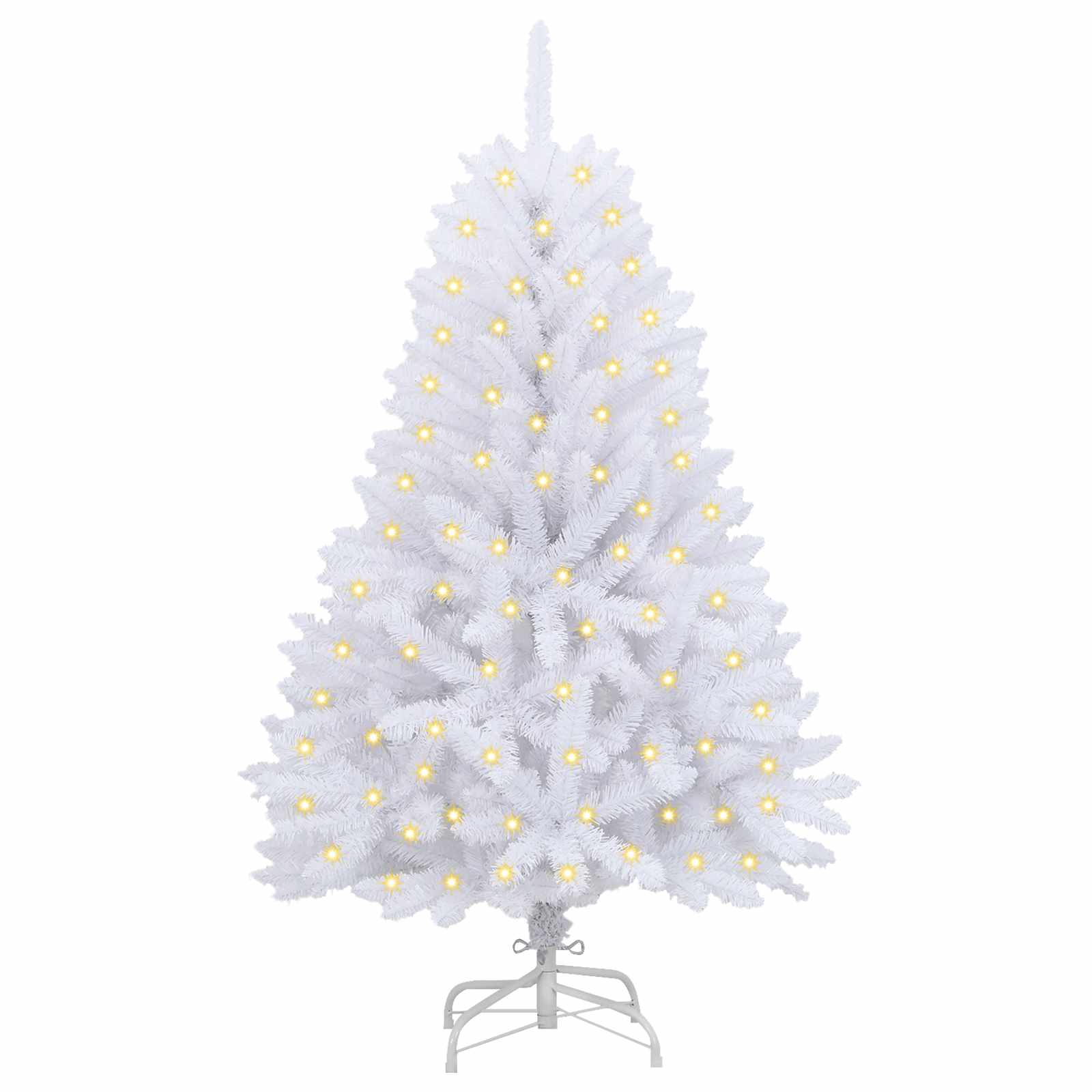 Albero di Natale artificiale 150 LED PVC e Acciaio Bianco